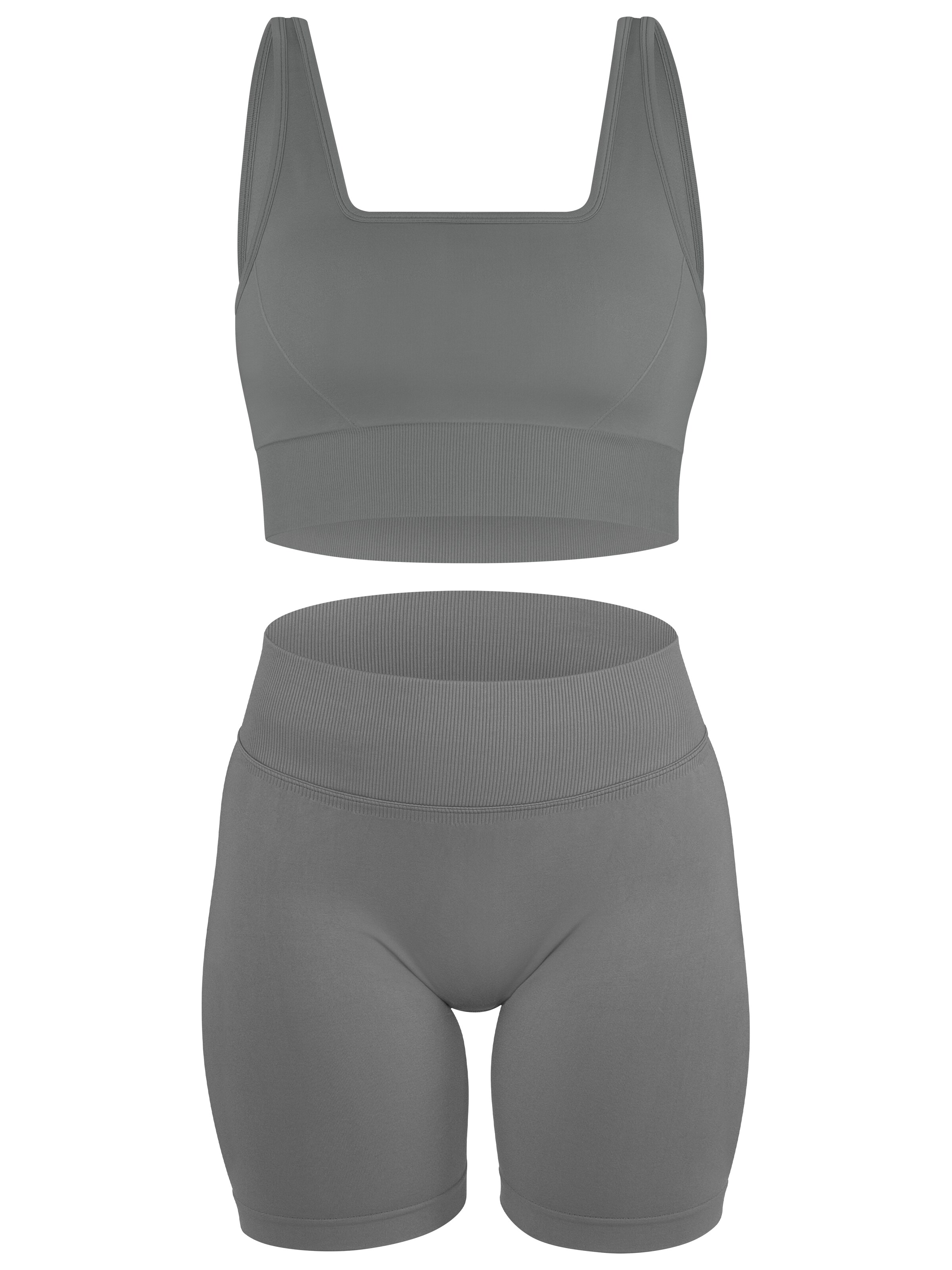 Circle Five Sportanzug 'Scrunch Shape Set (Push-Up Leggings und Medium Support Sport-BH)'‌‌‌‌‌‌ in Grau: Vorderseite