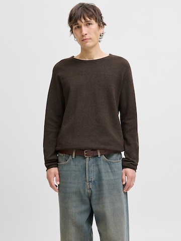 JACK & JONES Regular fit Sweater 'JJEHILL' in Brown: front