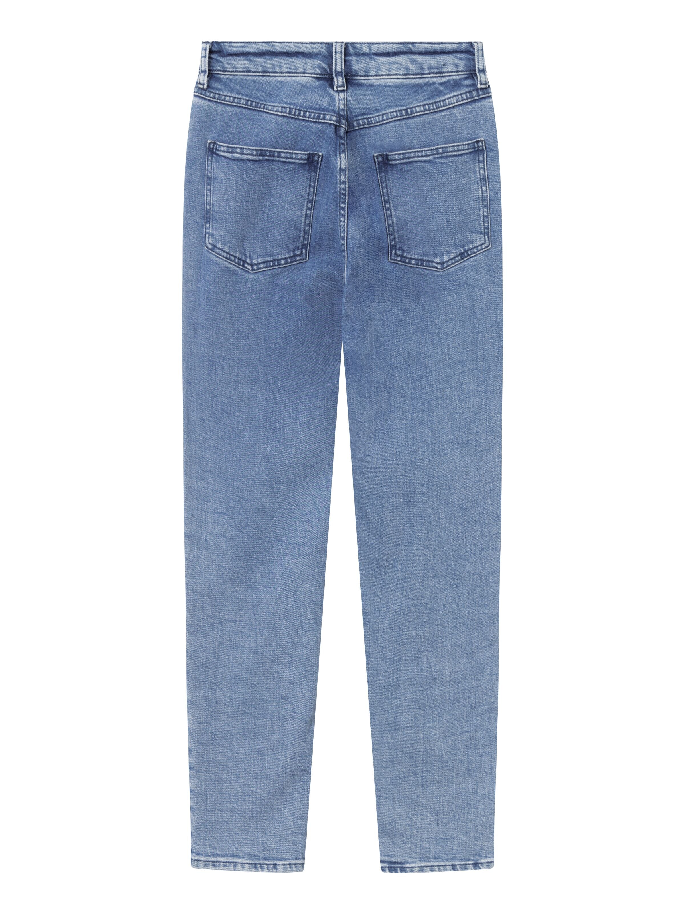 KnowledgeCotton Apparel Alt kitsenev Teksapüksid 'Iris', värv sinine: eest vaates