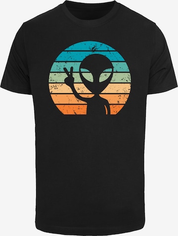 T-Shirt 'Alien Piece Sonnenuntergang' F4NT4STIC en noir : devant