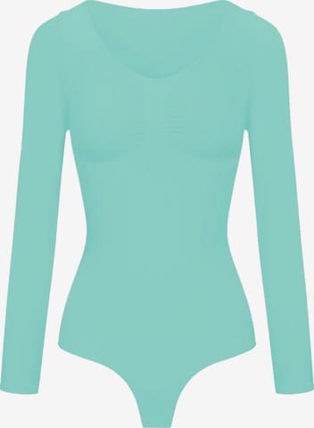 Body modellante 'Bodysuit Sculpting Shapewear Longsleeve mit String' di cfab in verde: frontale