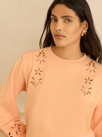 Sweat-shirt love & roses en orange