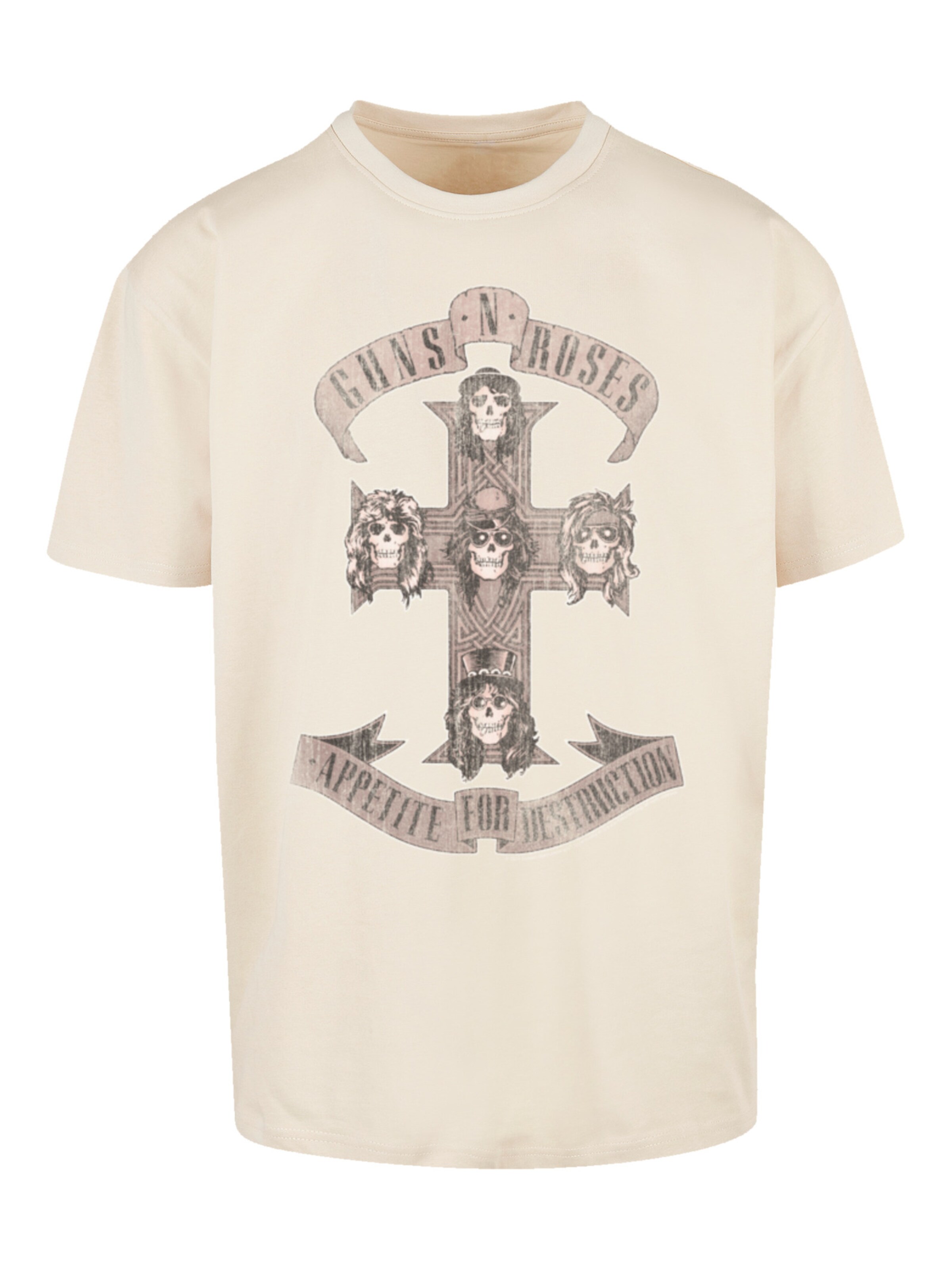 T-Shirt 'Guns 'n' Roses' F4NT4STIC en beige : devant