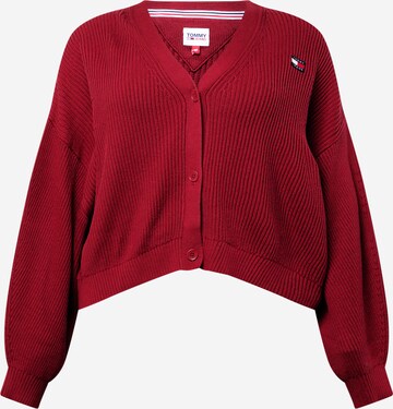 Tommy Jeans Curve Knit Cardigan in Red: front