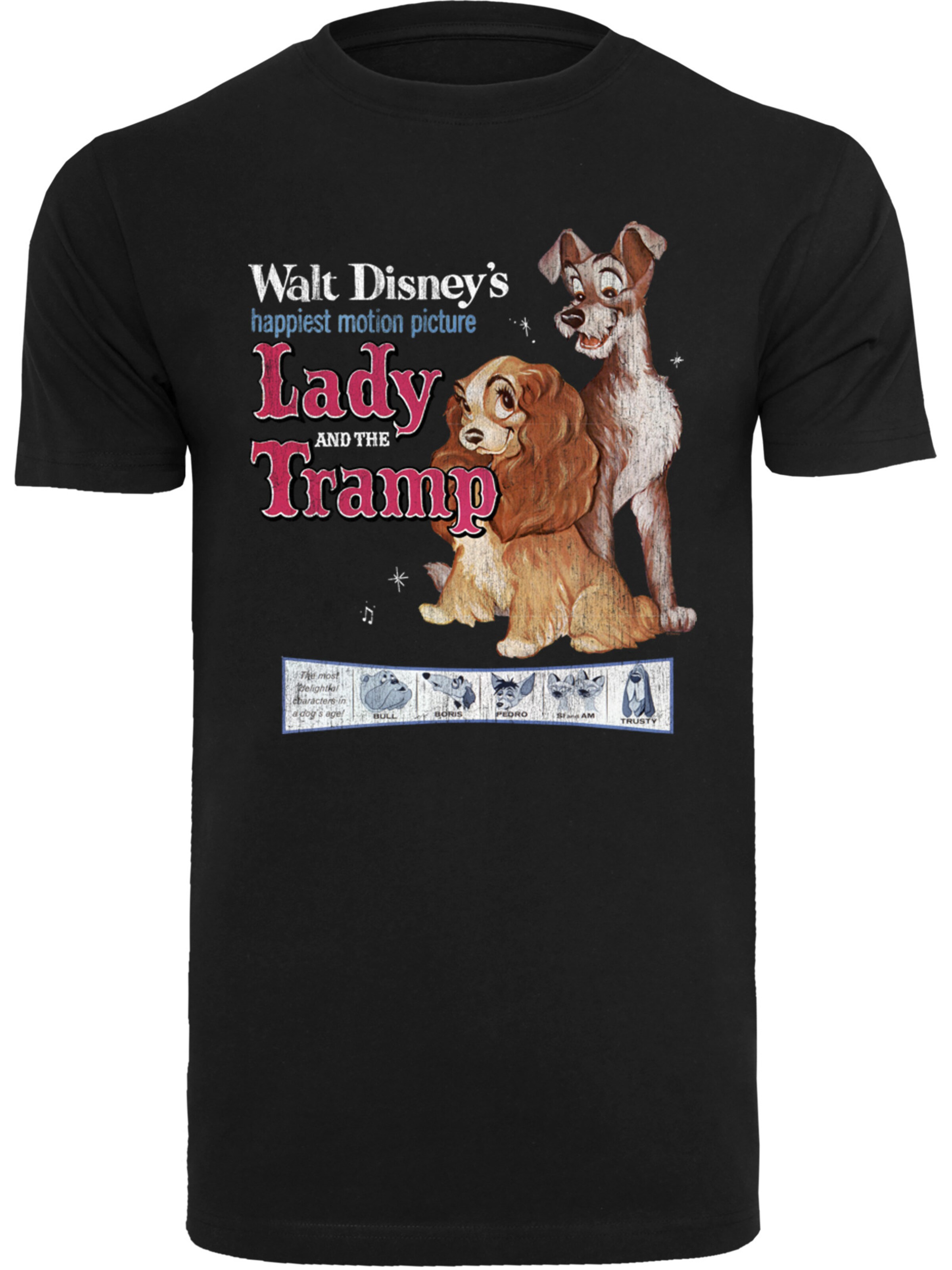 F4NT4STIC Shirt 'Disney Susi und Strolch Distressed Classic Poster' in Black: front