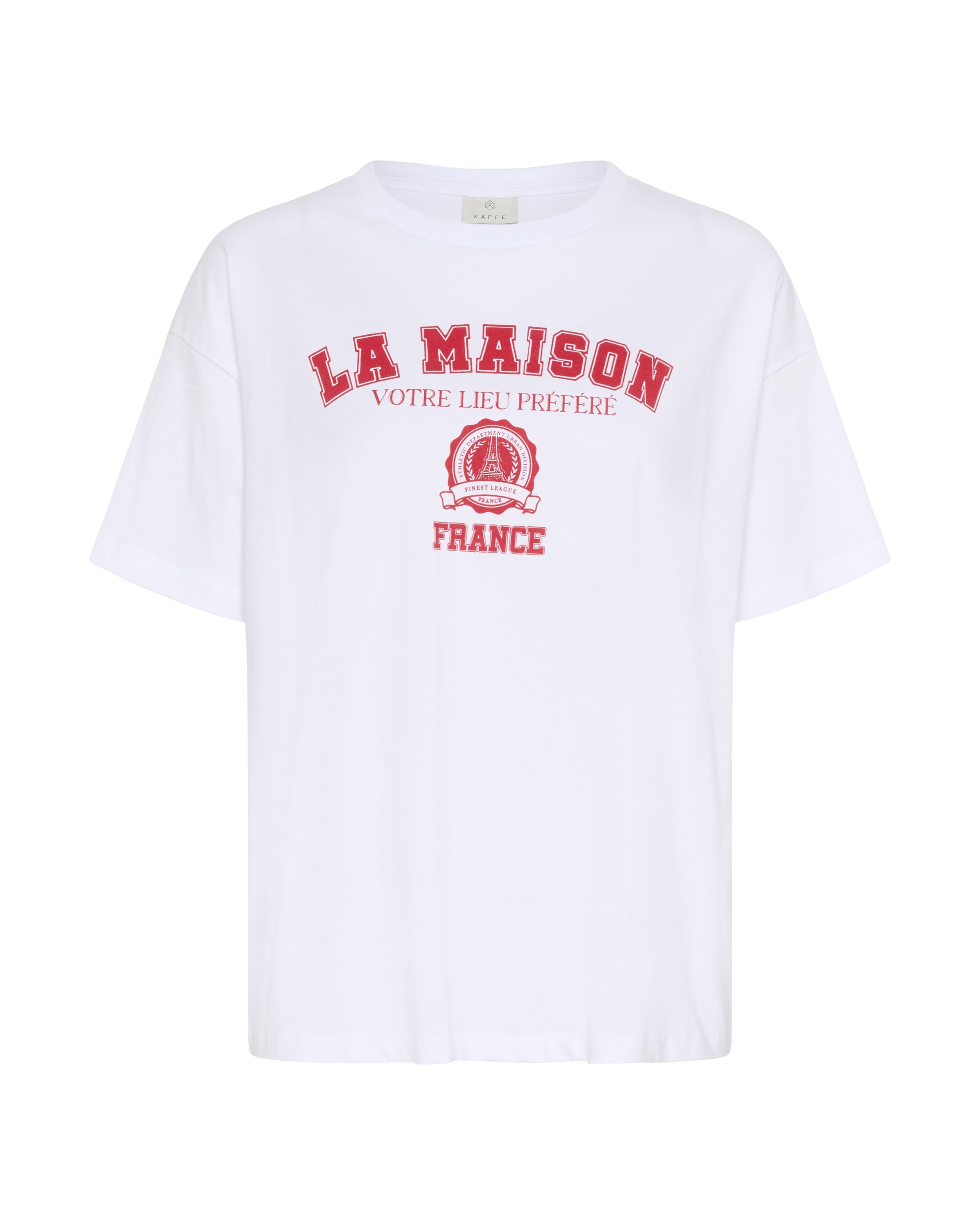 balts Kaffe T-Krekls: no priekšpuses