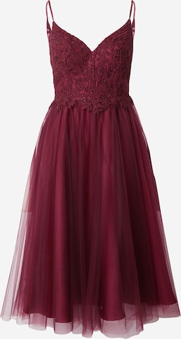 Robe de cocktail Laona en rouge : devant