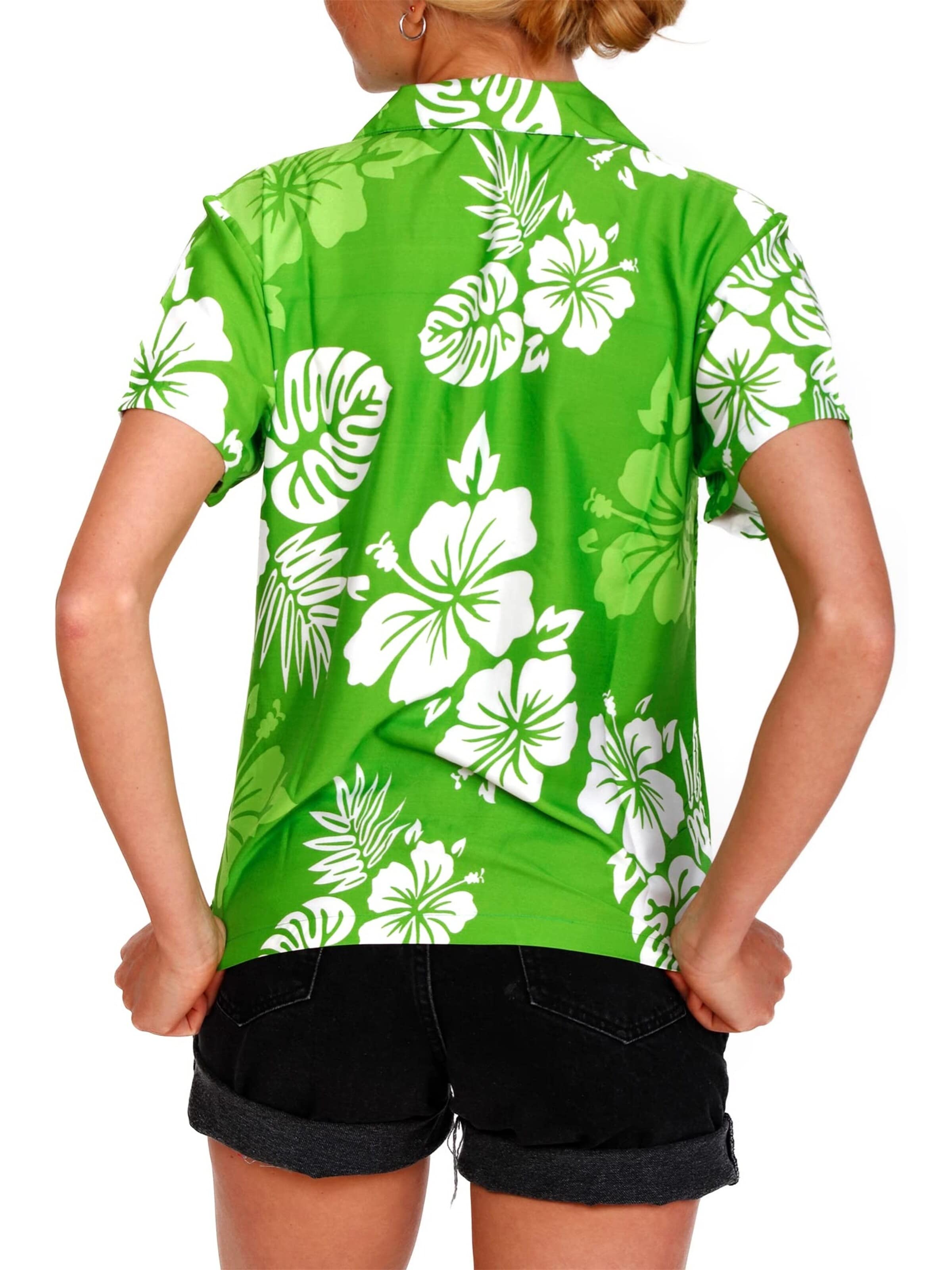 Camicia da donna 'Mono Hibiscus' di King Kameha in verde