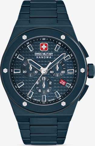 SWISS MILITARY HANOWA Analoog horloge 'SIDEWINDER CERAMIC' in Blauw: voorkant
