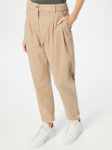 ESPRIT Tapered Pleat-Front Pants 'Modern' in Beige: front