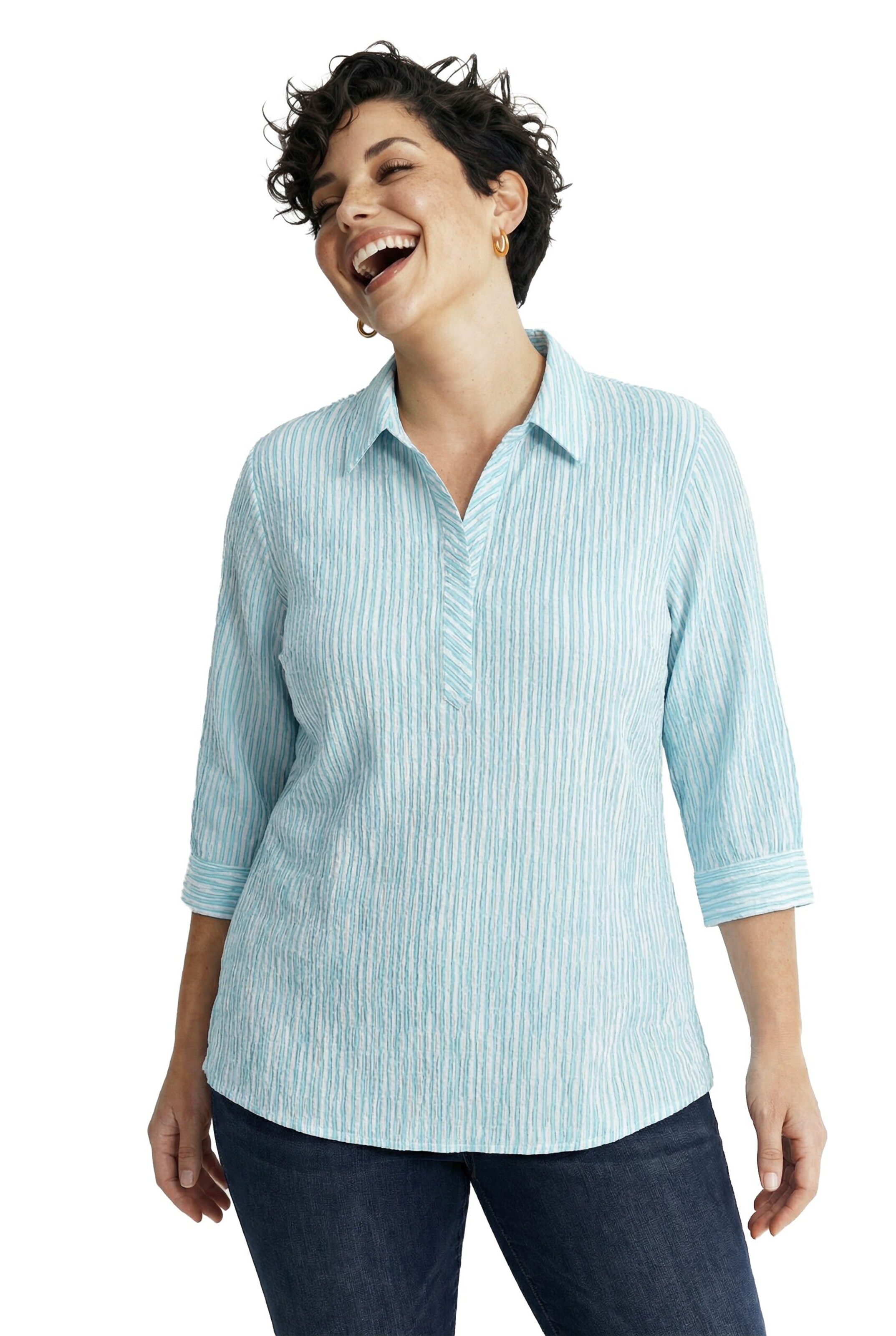 Ulla Popken Blouse in Blauw: voorkant