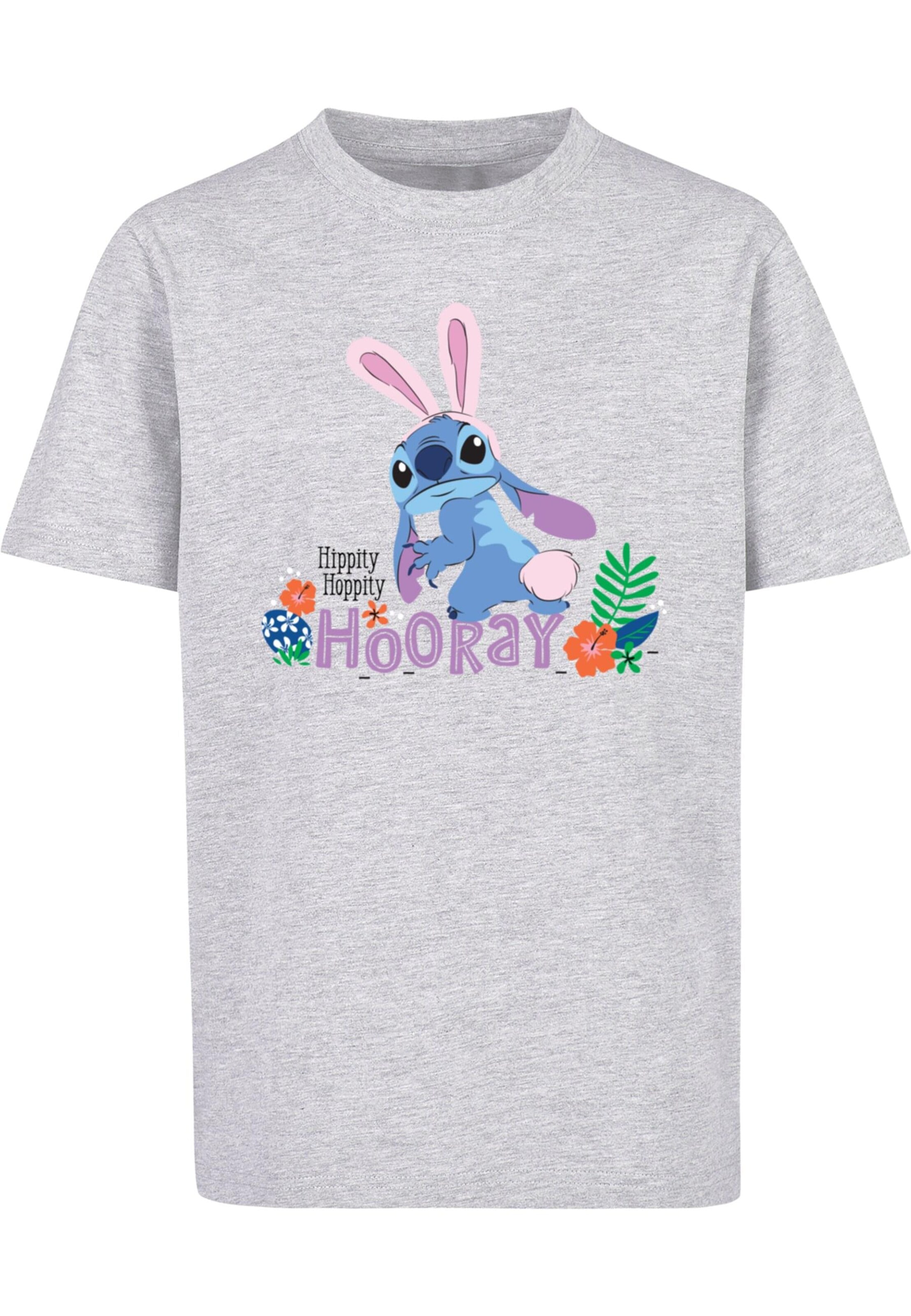 ABSOLUTE CULT T-Shirt 'Lilo and Stitch - Hippity Hoop Stitch' in Grau: Vorderseite