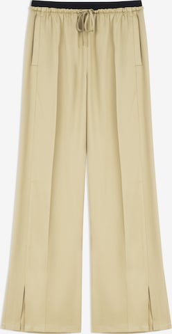 Twist Wide leg Pleated Pants in Beige: front