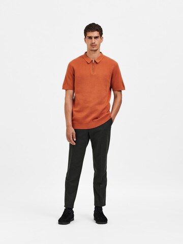 SELECTED HOMME Poloshirt 'Florence' in Braun