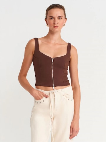 Dilvin - Blusa em castanho: frente