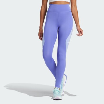 ADIDAS PERFORMANCE Skinny Sports trousers 'Own The Run Colorblock' in Blue: front