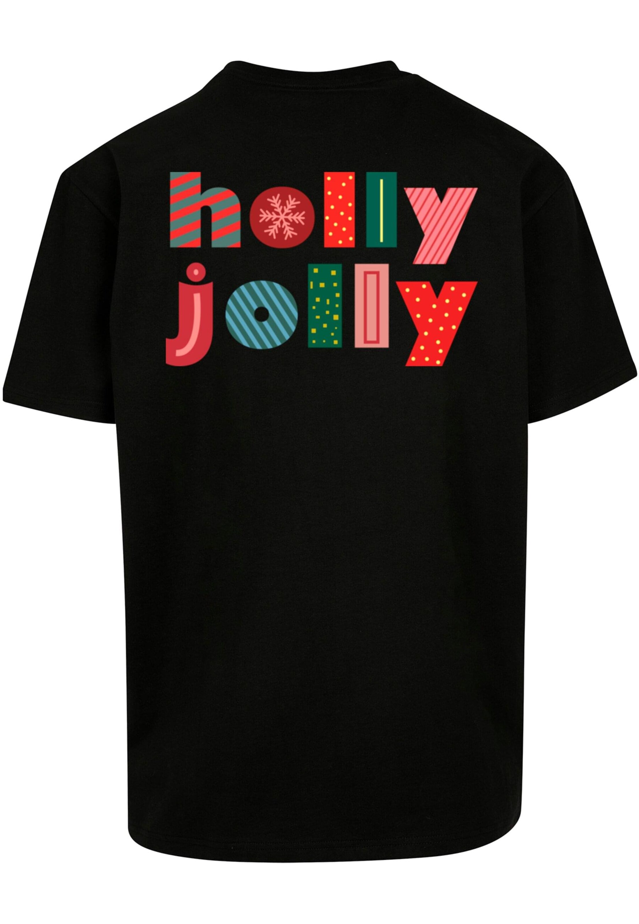 T-Shirt 'Christmas Holly Jolly Mood' Merchcode en noir