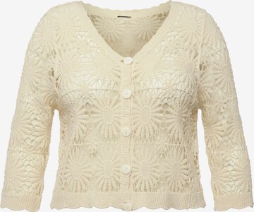 Ulla Popken Gebreid vest in Beige: voorkant