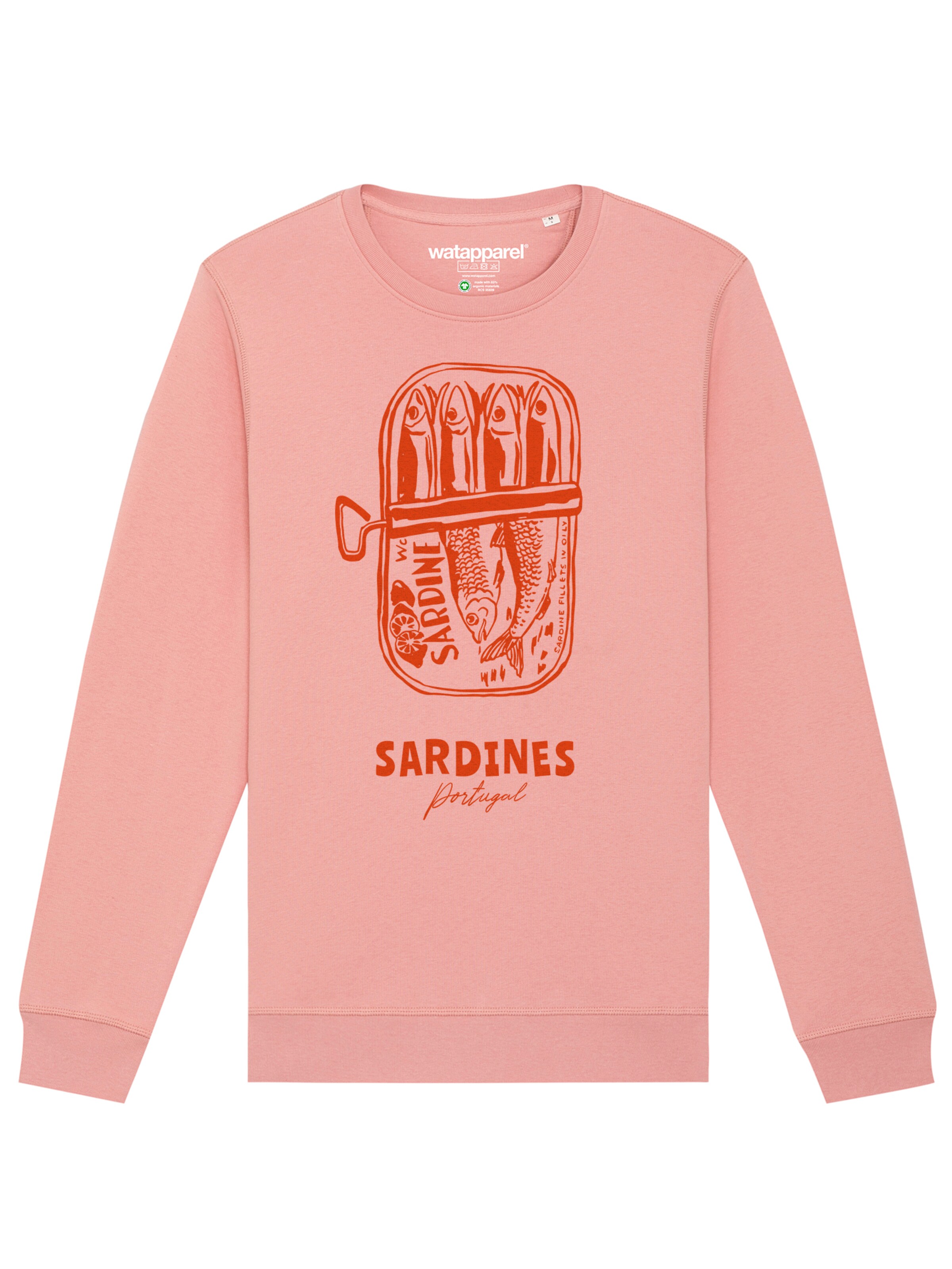 Watapparel Sweatshirt 'Sardines Portugal' in Roze: voorkant