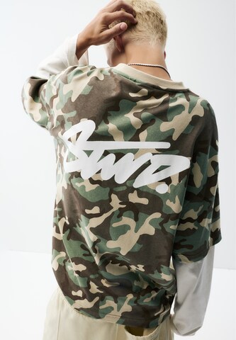 Maglietta 'STWD' di Pull&Bear in verde: frontale