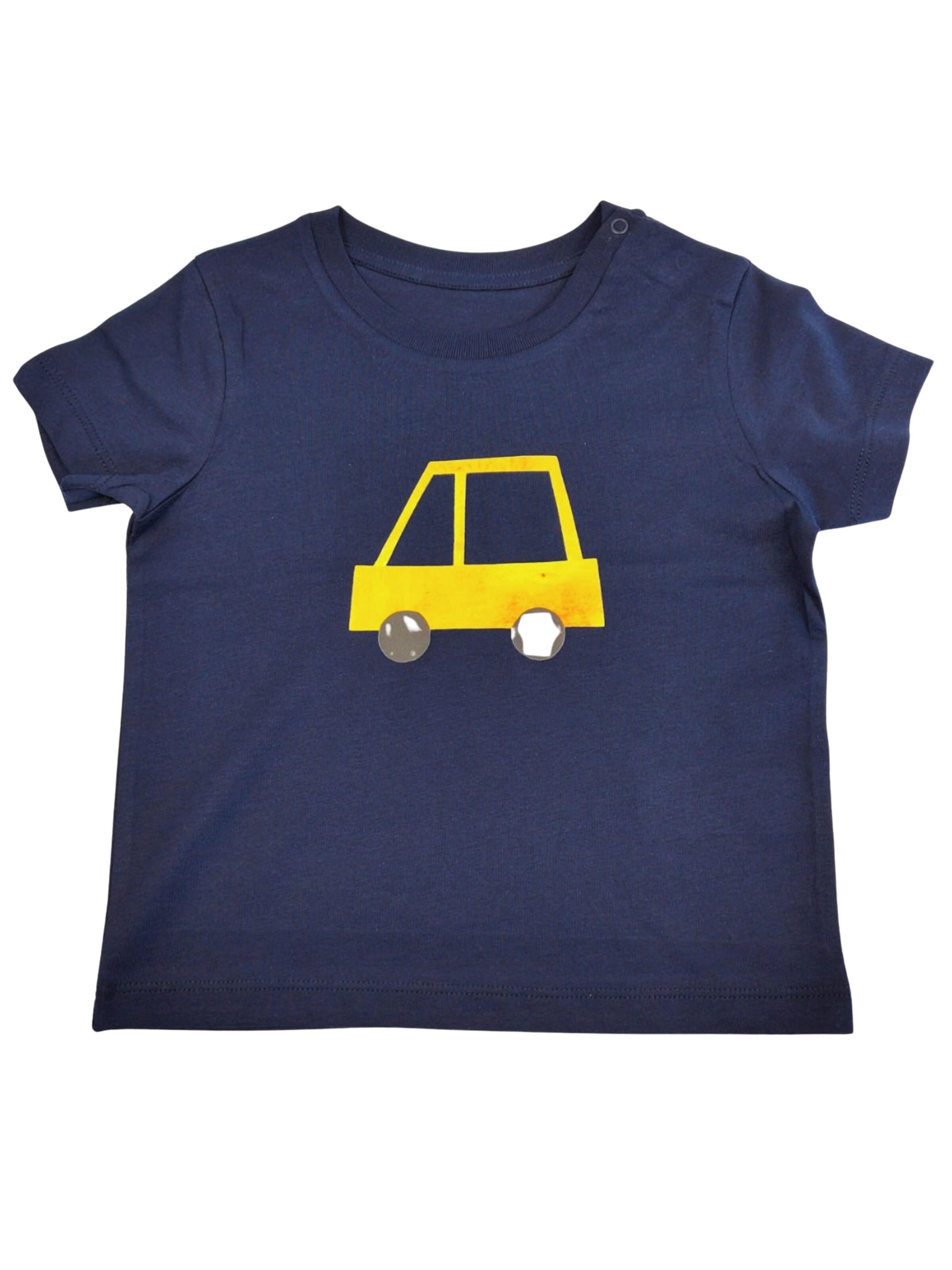 MelaDi Shirt 'Gelbes Auto'‌‌‌‌‌‌ in Blau: Vorderseite