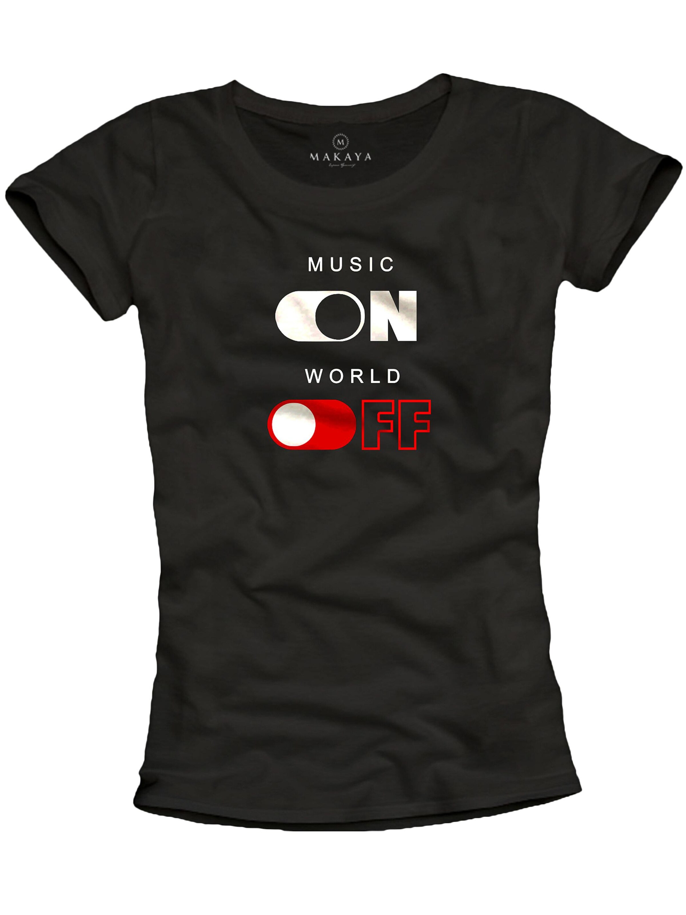 MAKAYA Shirt 'World Off'‌‌‌‌ in Schwarz: Vorderseite