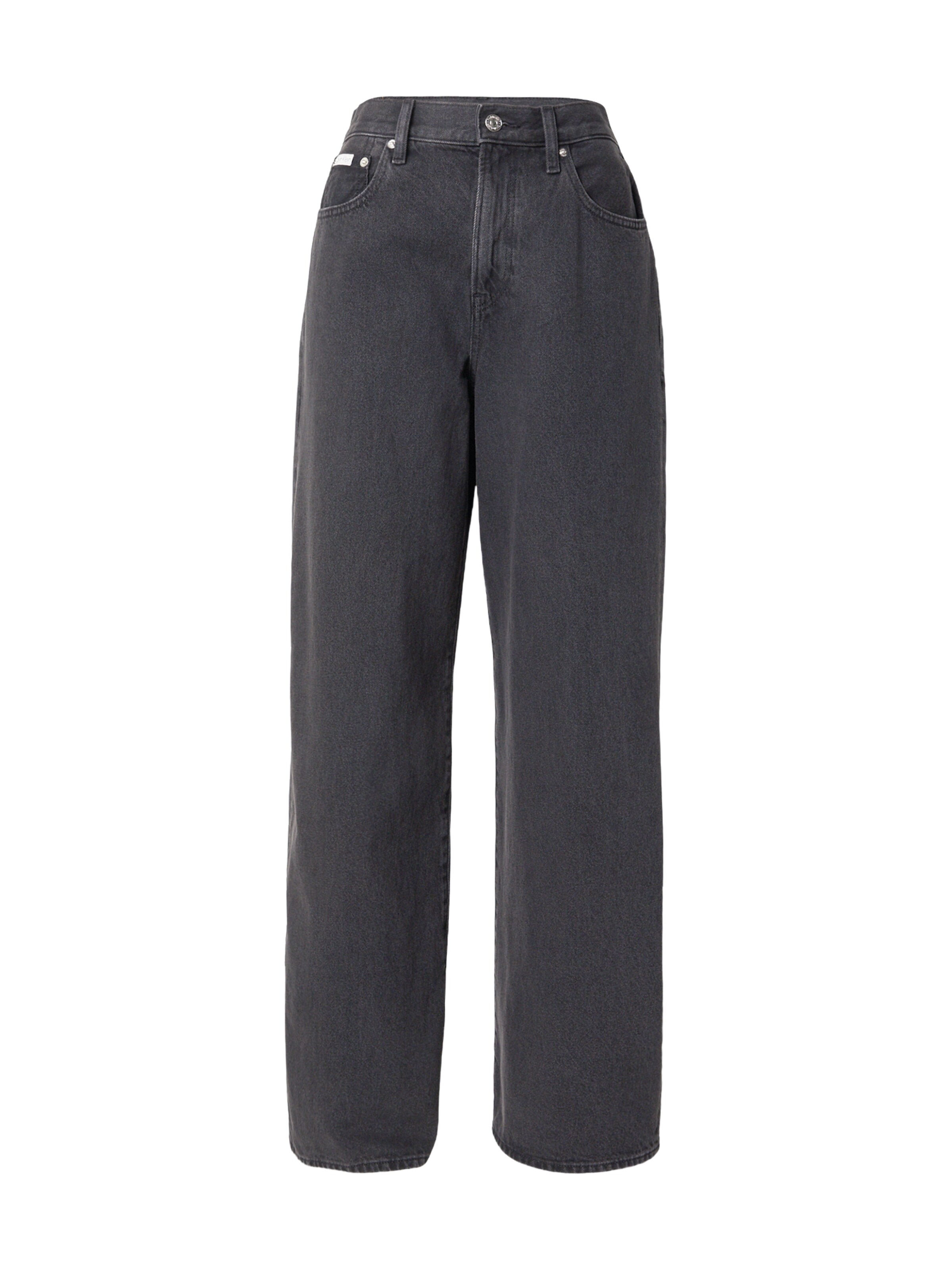 Calvin Klein JeansWide Leg/ Široke nogavice Traperice - crna boja: prednji dio