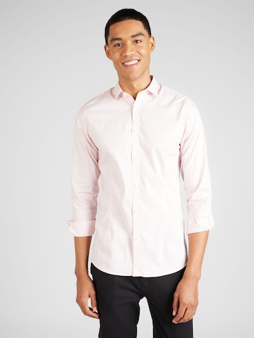 JACK & JONES Slim fit Button Up Shirt 'PARMA' in Pink: front