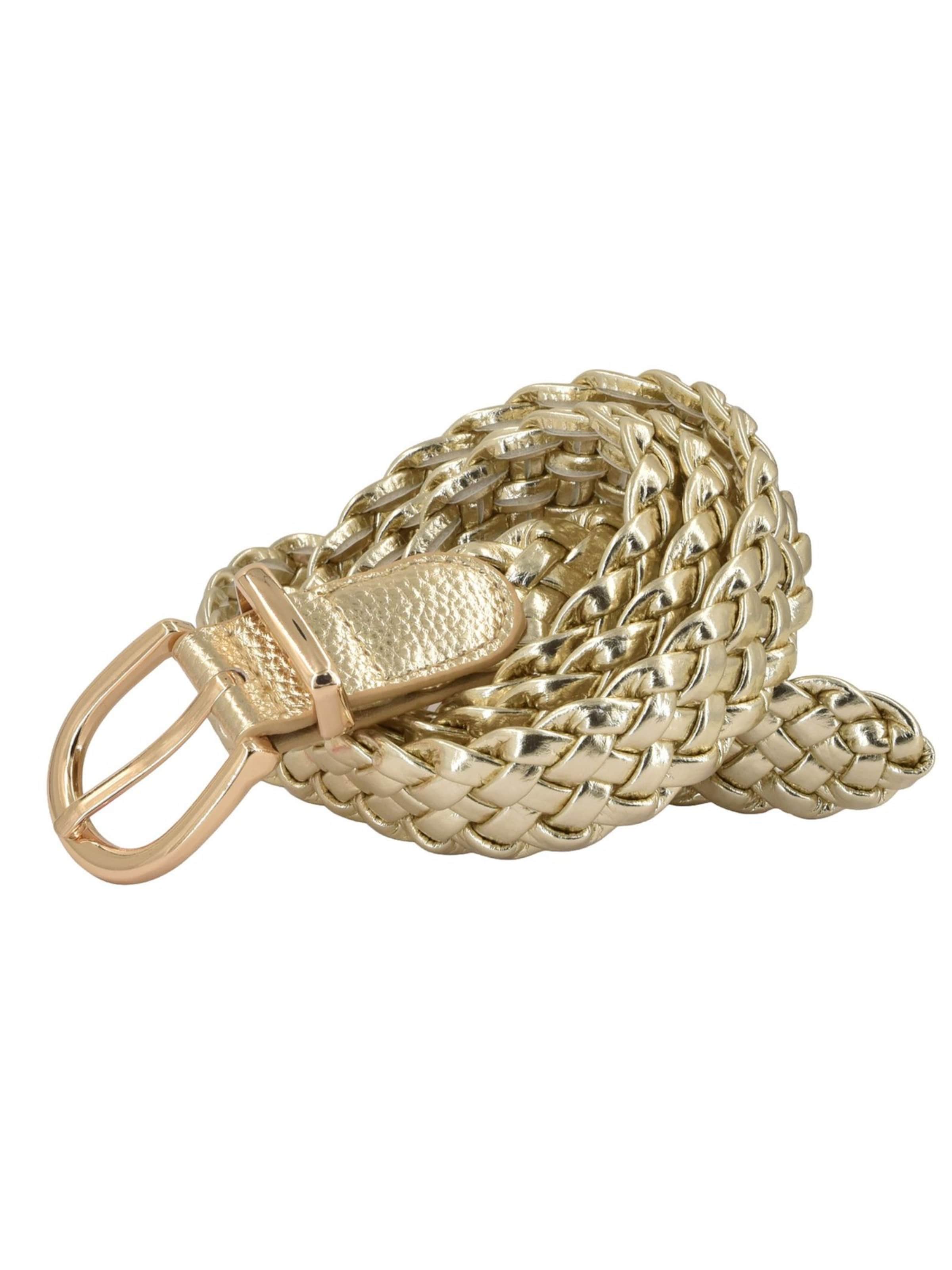 styleBREAKER Gürtel 'Flechtgürtel schmal'‌‌‌ in Gold: Vorderseite