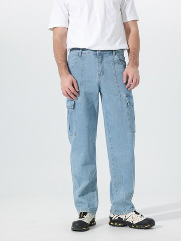 YOUTHUP Loosefit Cargojeans 'Weitbein'‌‌‌‌‌‌‌ in Blau: Vorderseite