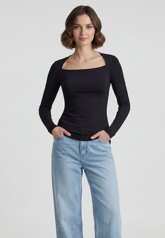 usha BLUE LABEL Shirt in Zwart: voorkant