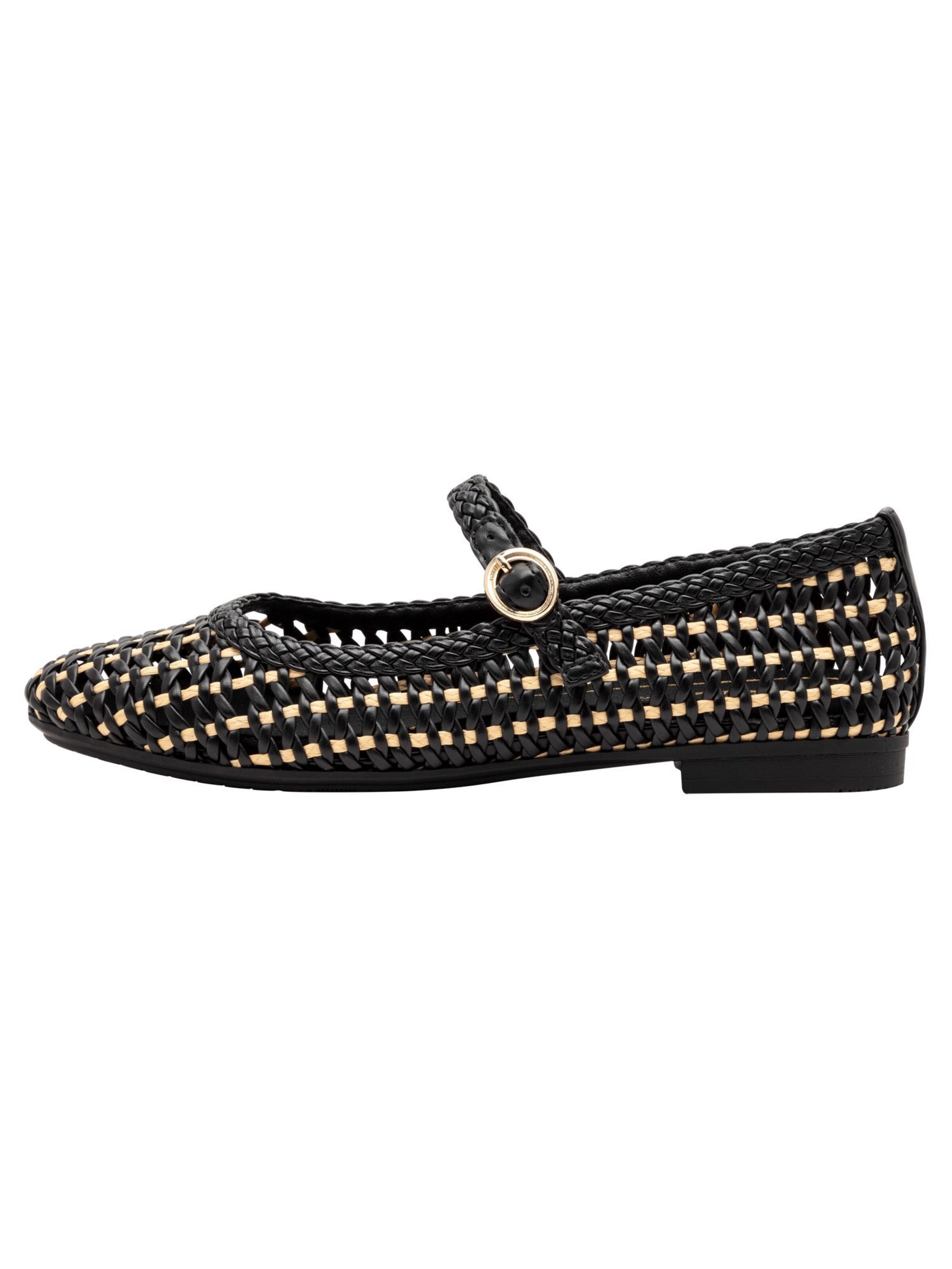 JANA Ballet Flats with Strap in Black