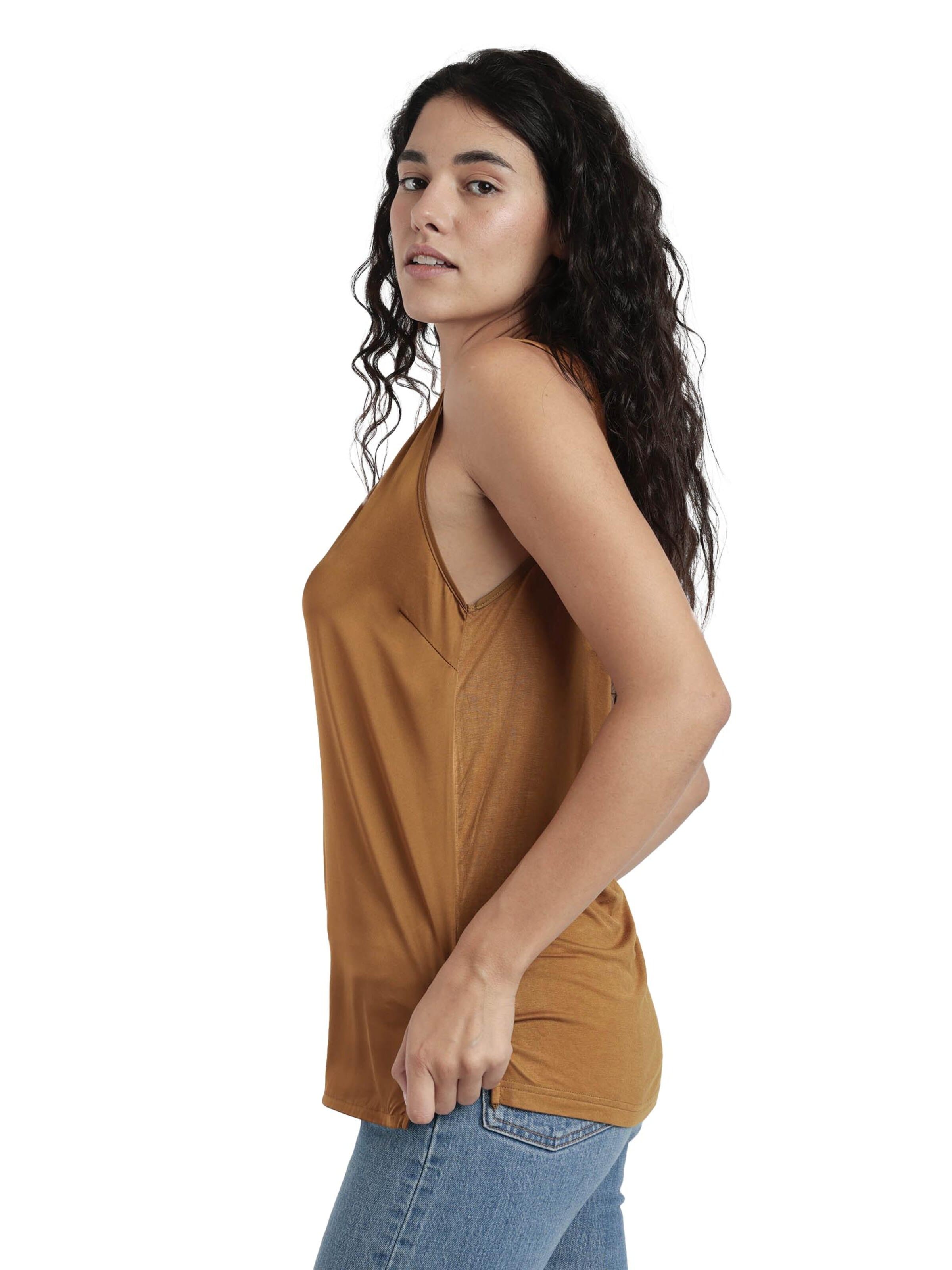 admas - Top 'Camiseta Sin Mangas Satin Lace para Mujer' en marrón