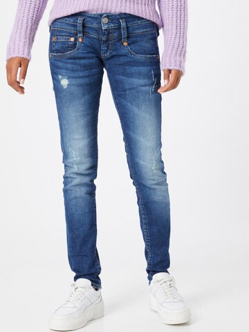 Herrlicher Slimfit Jeans in Blauw: voorkant