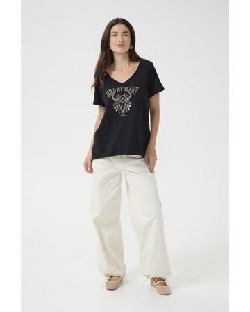 Cream T-shirt 'Komika' i svart