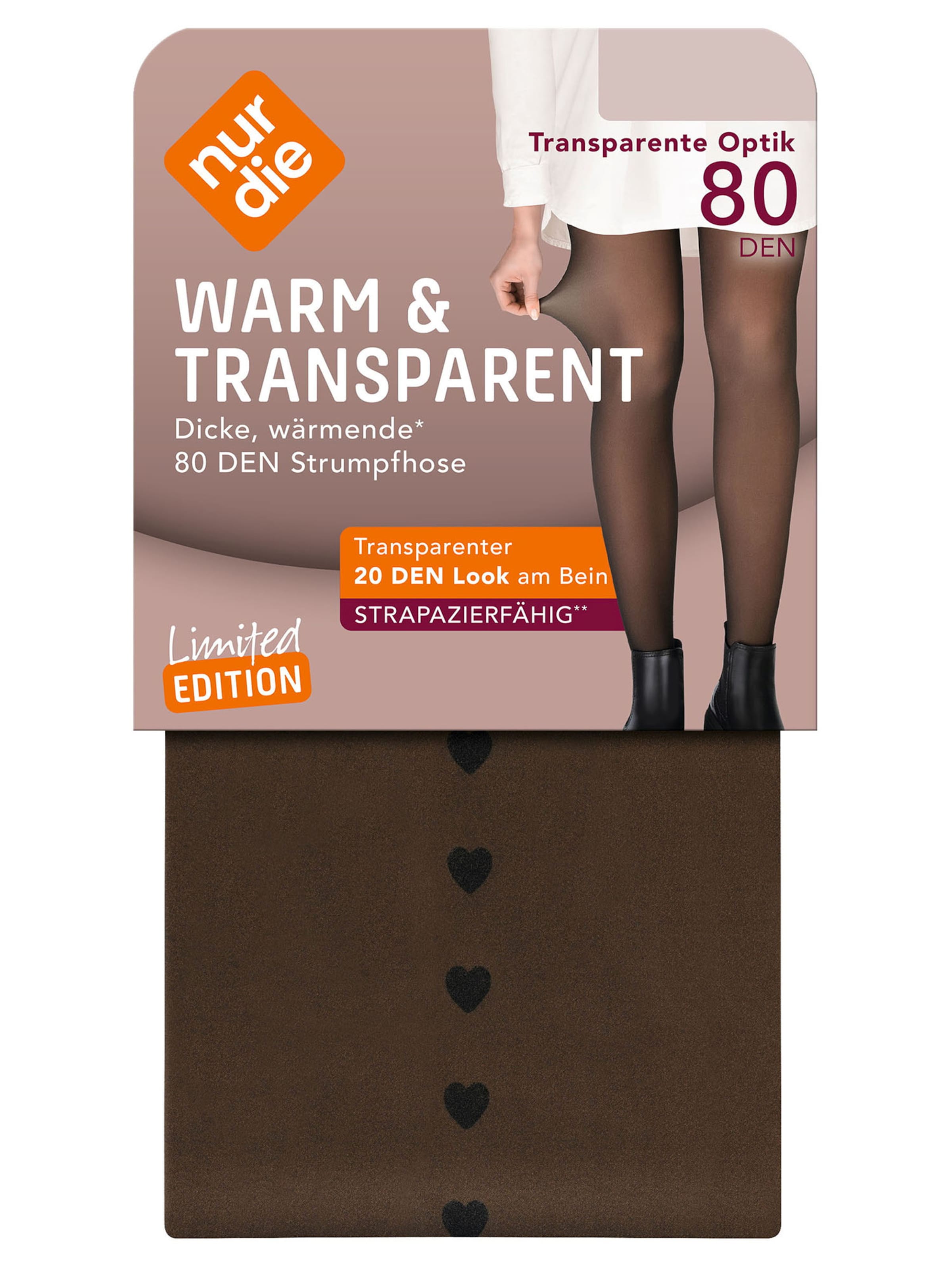 Nur Die Fijne panty ' Warm & Transparent Print ' in Zwart