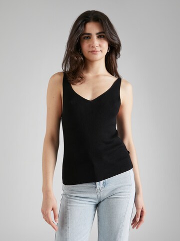 QS Knitted Top in Black: front