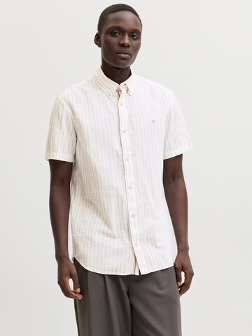 JACK & JONES Comfort fit Button Up Shirt in White: front