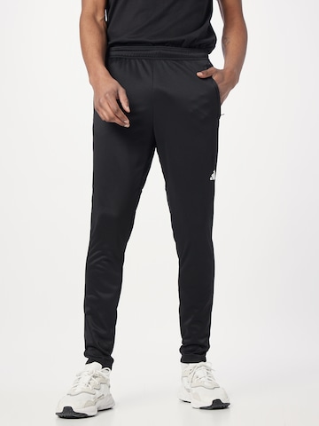 ADIDAS PERFORMANCE Tapered Workout Pants 'Train Essentials' in Black: front