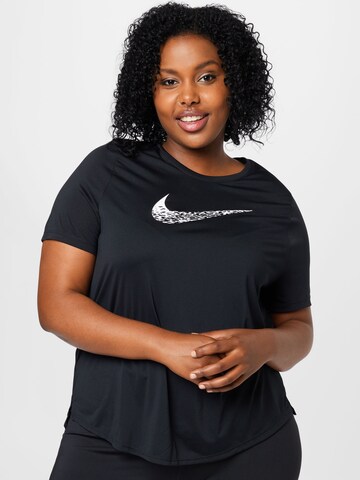 NIKE - Camisa funcionais 'Swoosh' em preto: frente