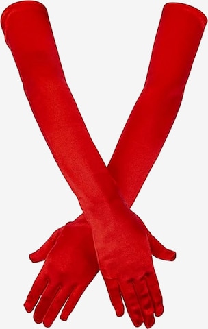 Dirndline Full Finger Gloves 'Satinhandschuhe, lang' in Red: front