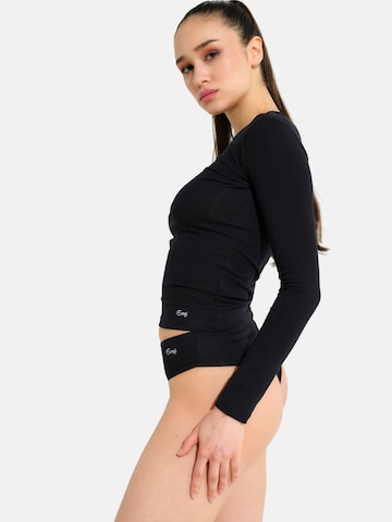 Evoni T-shirt Underwear sets 'Brazilian Slip mit Langarmshirt' in Black