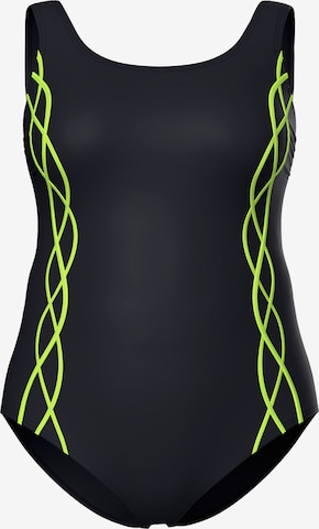 Ulla Popken Minimizer Badpak in Zwart: voorkant