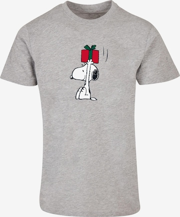 Merchcode T-Shirt 'Peanuts Snoopys Present' in Grau: predná strana