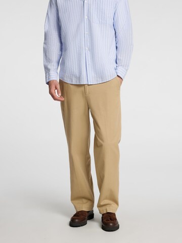 SELECTED HOMME Loose fit Trousers with creases '220 Loose' in Brown: front