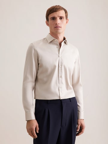 SEIDENSTICKER Slim fit Button Up Shirt in Beige