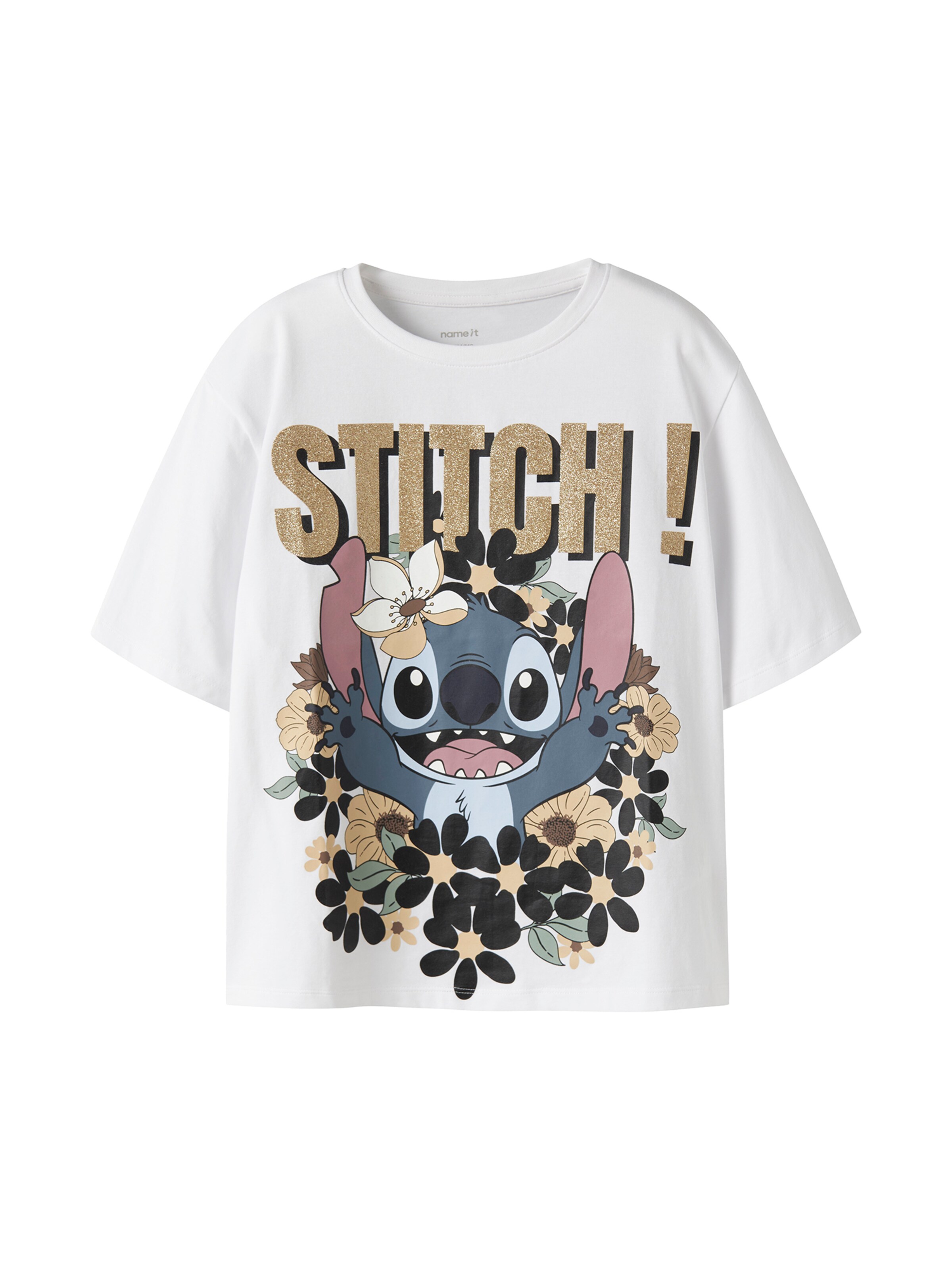 NAME IT Μπλουζάκι 'NKFJYNA STITCH' σε λευκό: μπροστά