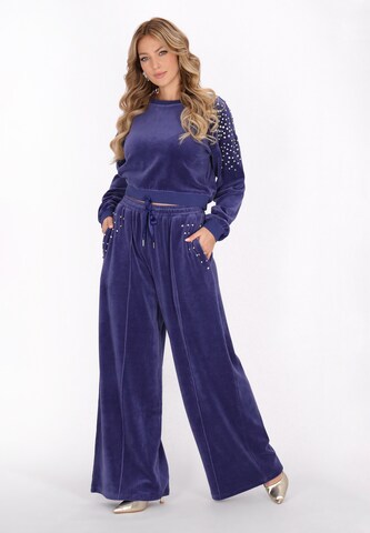 faina - Pierna ancha Pantalón en azul