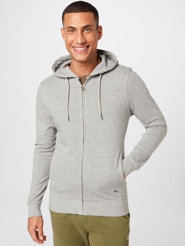 Petrol Industries Zip-Up Hoodie 'Essential' in Grey: front