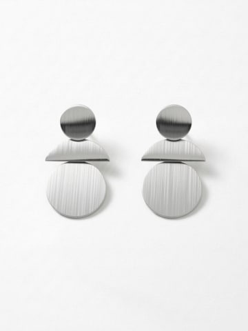DNSK Copenhagen Øreringe 'SAGA Waterproof Silver Stainless Steel Statement Earring – Brushed Finish' i sølv: forside